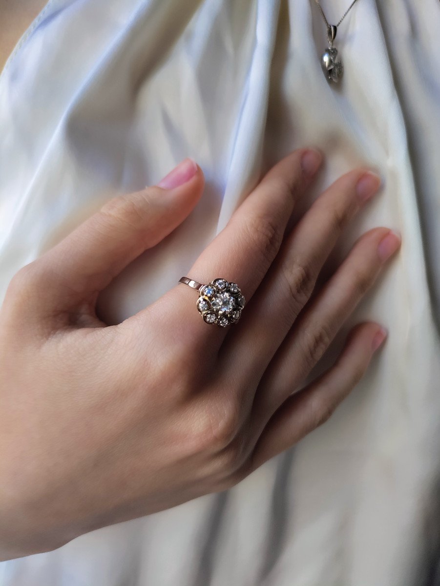 White Gold Diamond Marguerite Ring-photo-2