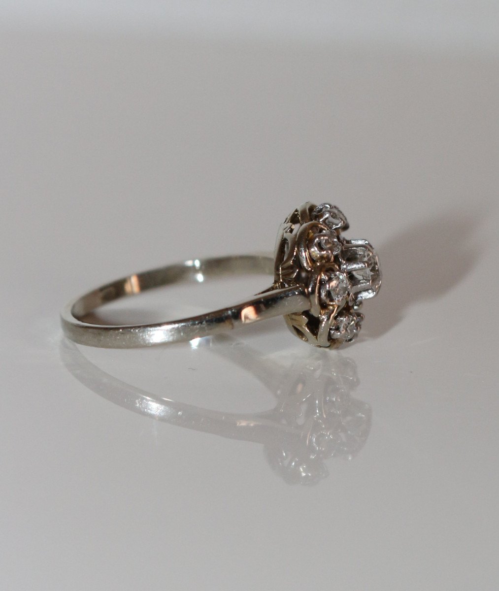 White Gold Diamond Marguerite Ring-photo-3