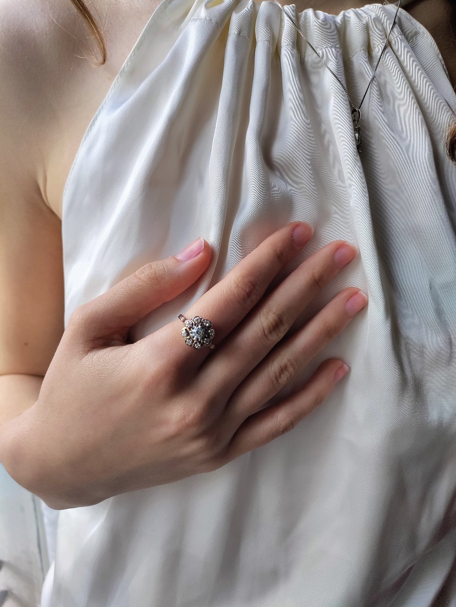 White Gold Diamond Marguerite Ring-photo-5