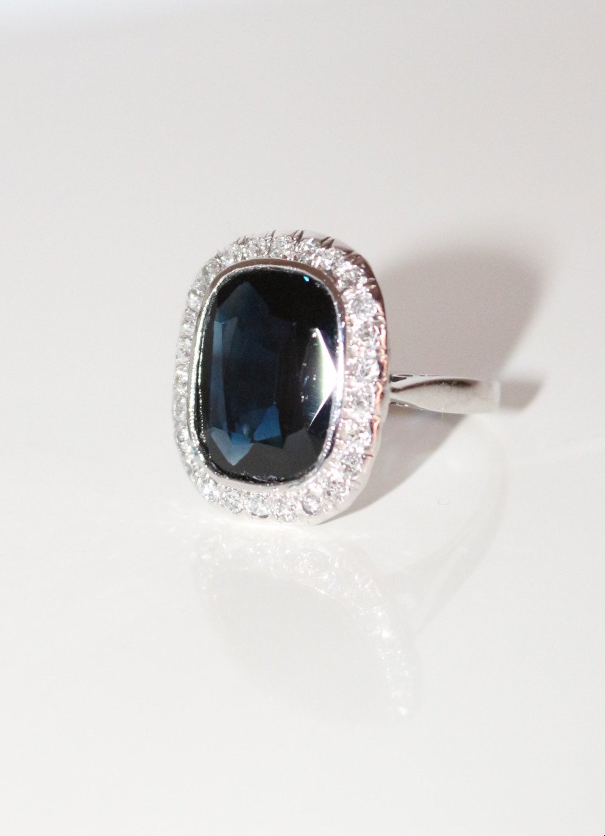 Art Deco Sapphire Diamonds Platinum Ring-photo-7