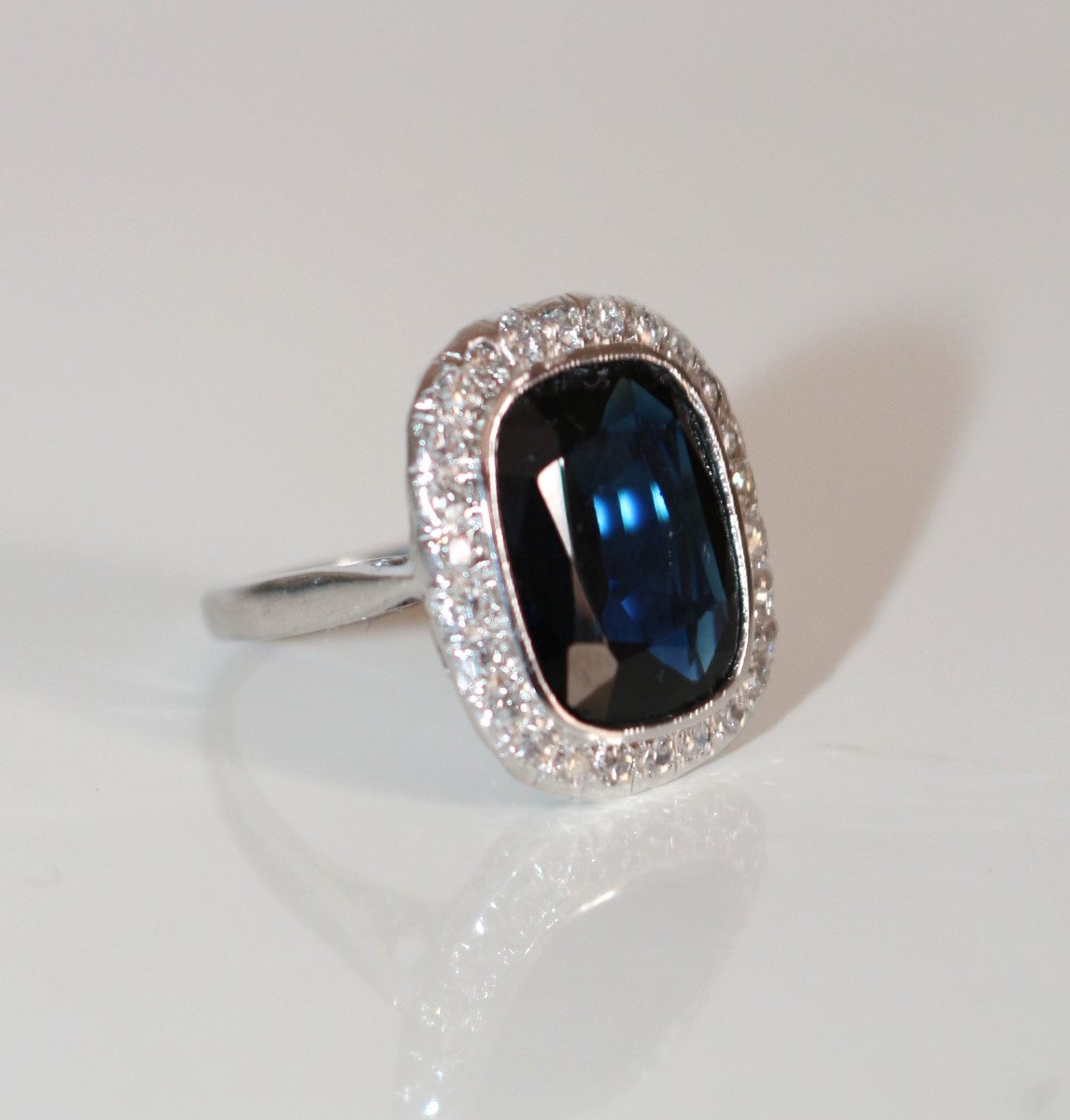 Art Deco Sapphire Diamonds Platinum Ring-photo-8