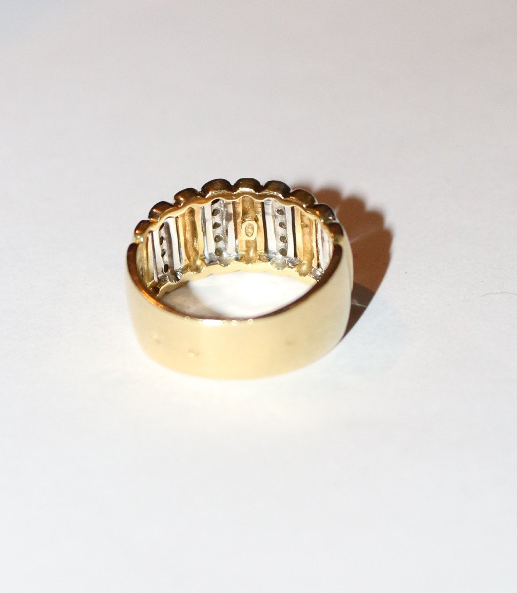 Two-tone Gold And Diamond Godronné Band Ring-photo-2