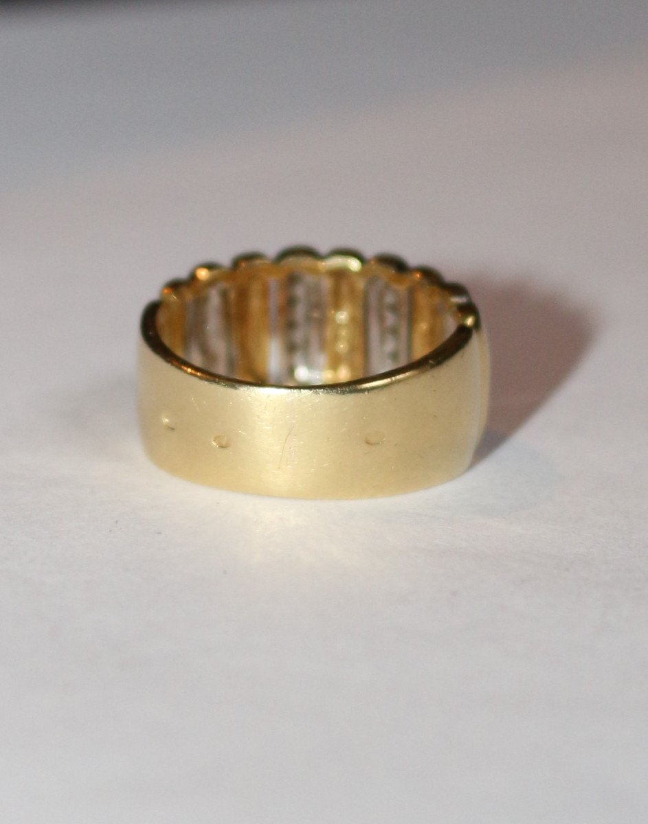 Two-tone Gold And Diamond Godronné Band Ring-photo-3