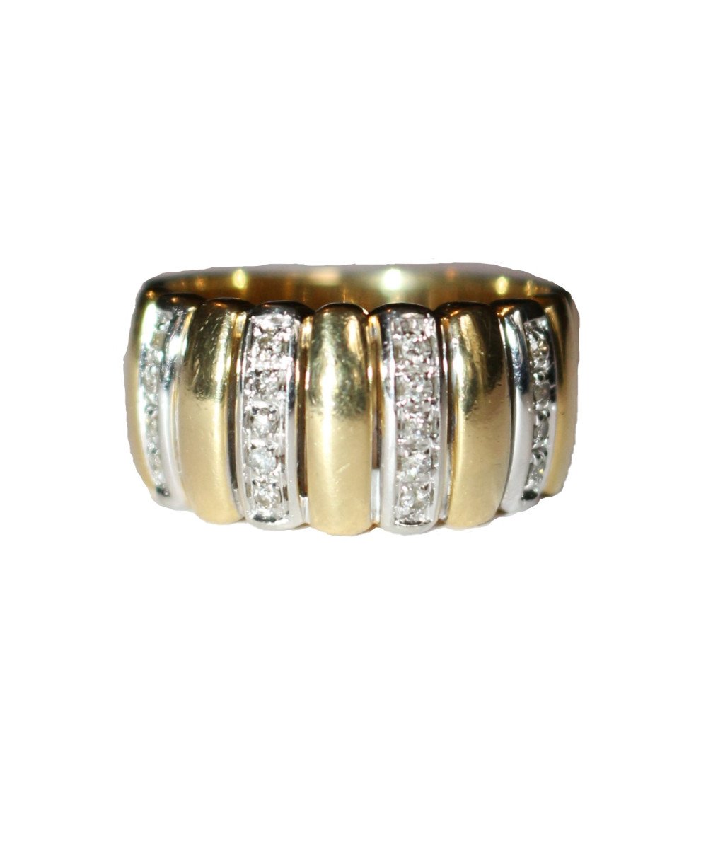 Two-tone Gold And Diamond Godronné Band Ring