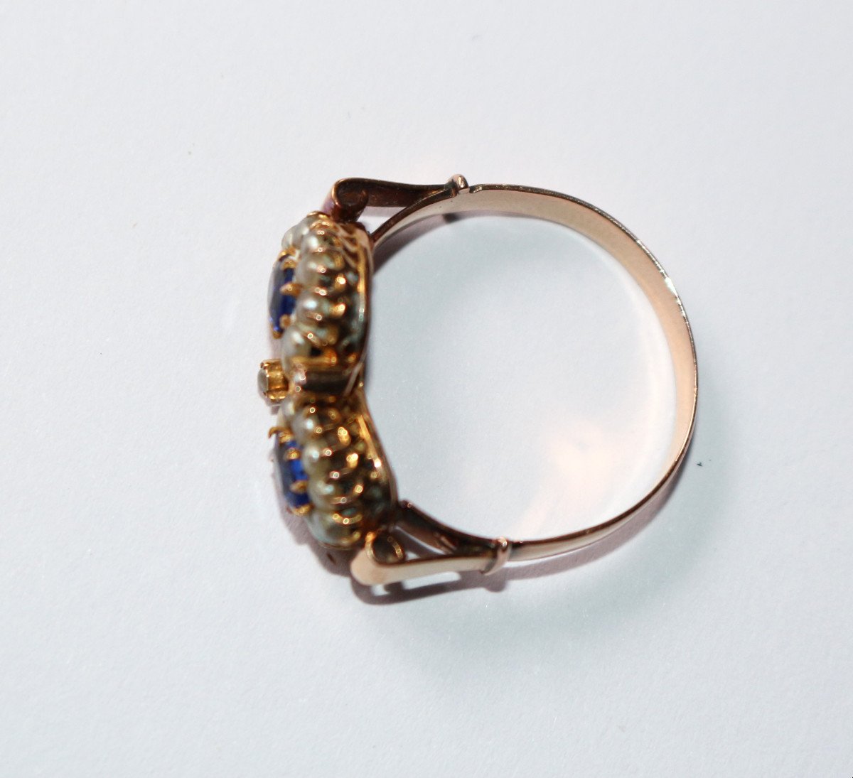 Antique Pearl And Blue Stone Duo Ring-photo-7