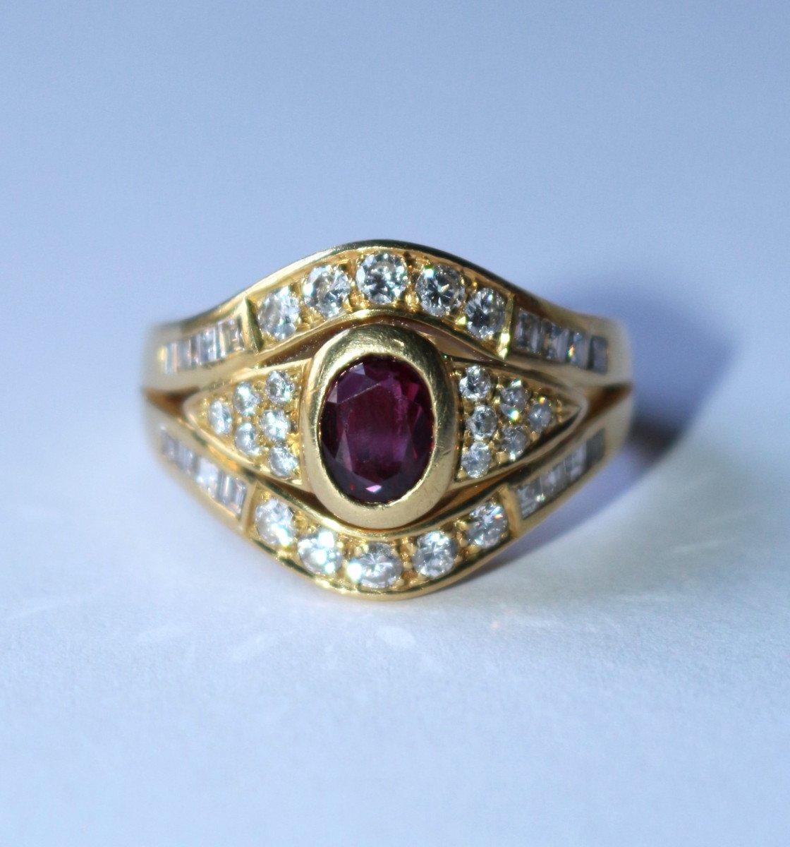 Bague "la Sultane" Rubis Diamants Sur Or Jaune-photo-7