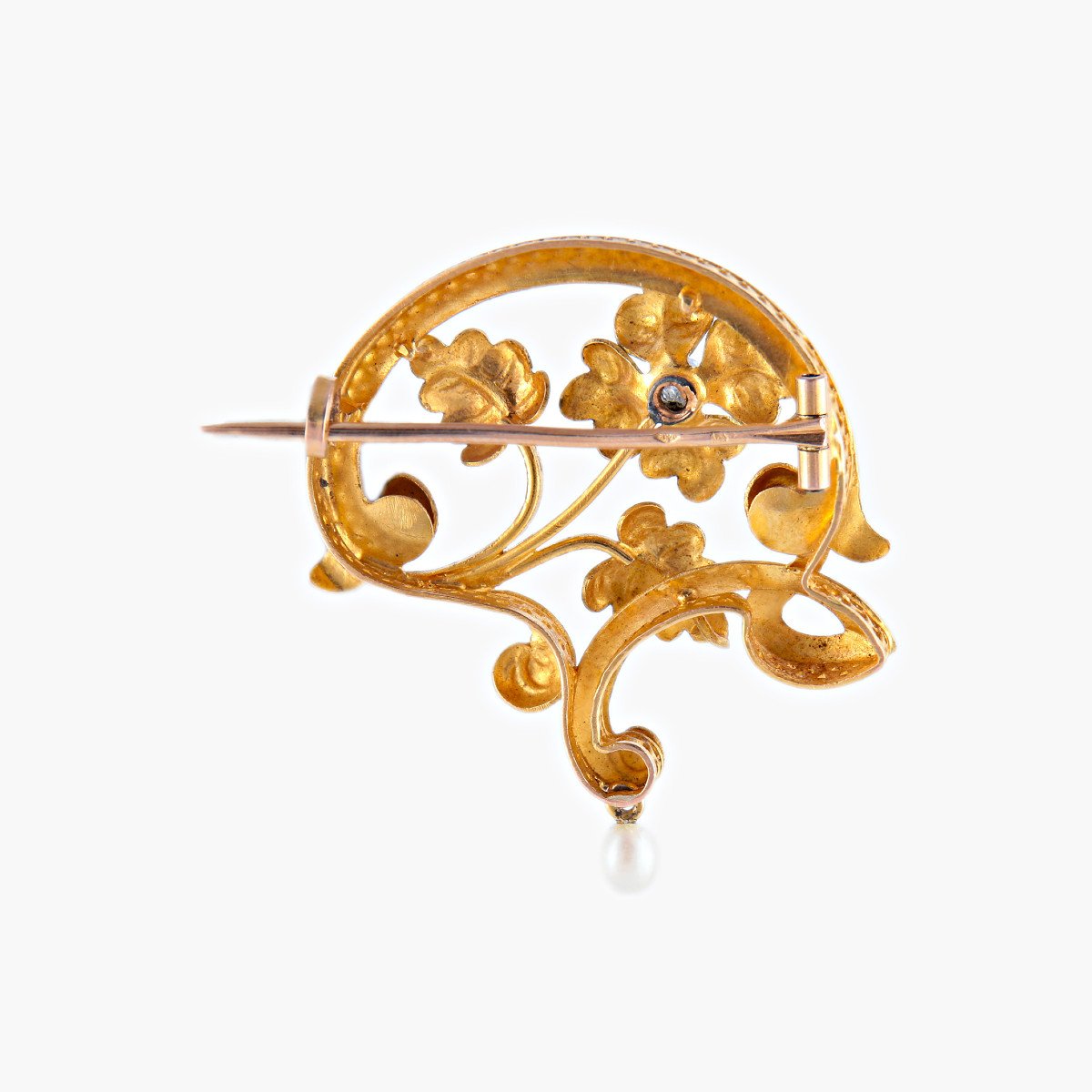 Art Nouveau Brooch In Yellow Gold-photo-3