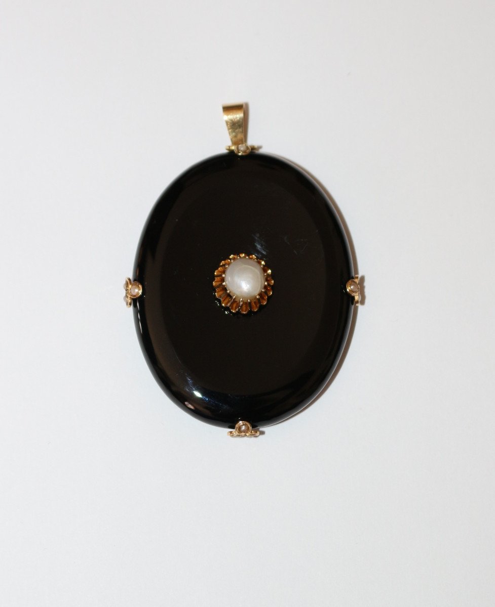 Pendentif En Onyx Et Perles XIXe-photo-6