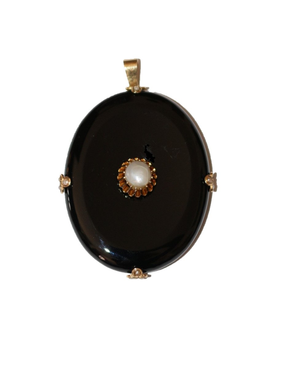 Pendentif En Onyx Et Perles XIXe