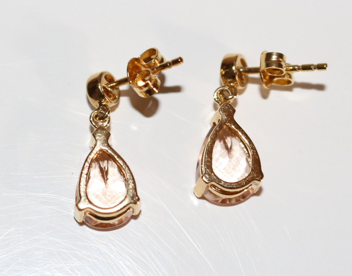 Paire De Boucles d&#039;Oreilles Morganites Et Diamants-photo-4