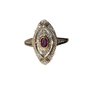 Marquise Ruby And Diamond Ring