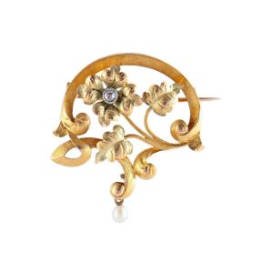 Broche d&#039;&eacute;poque Art Nouveau En Or Jaune