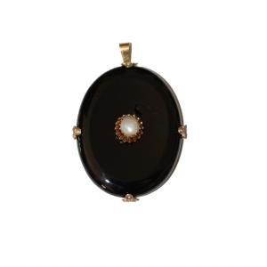 Pendentif En Onyx Et Perles XIXe