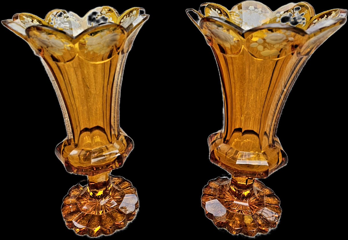 Pair Of Bohemian Crystal Vases