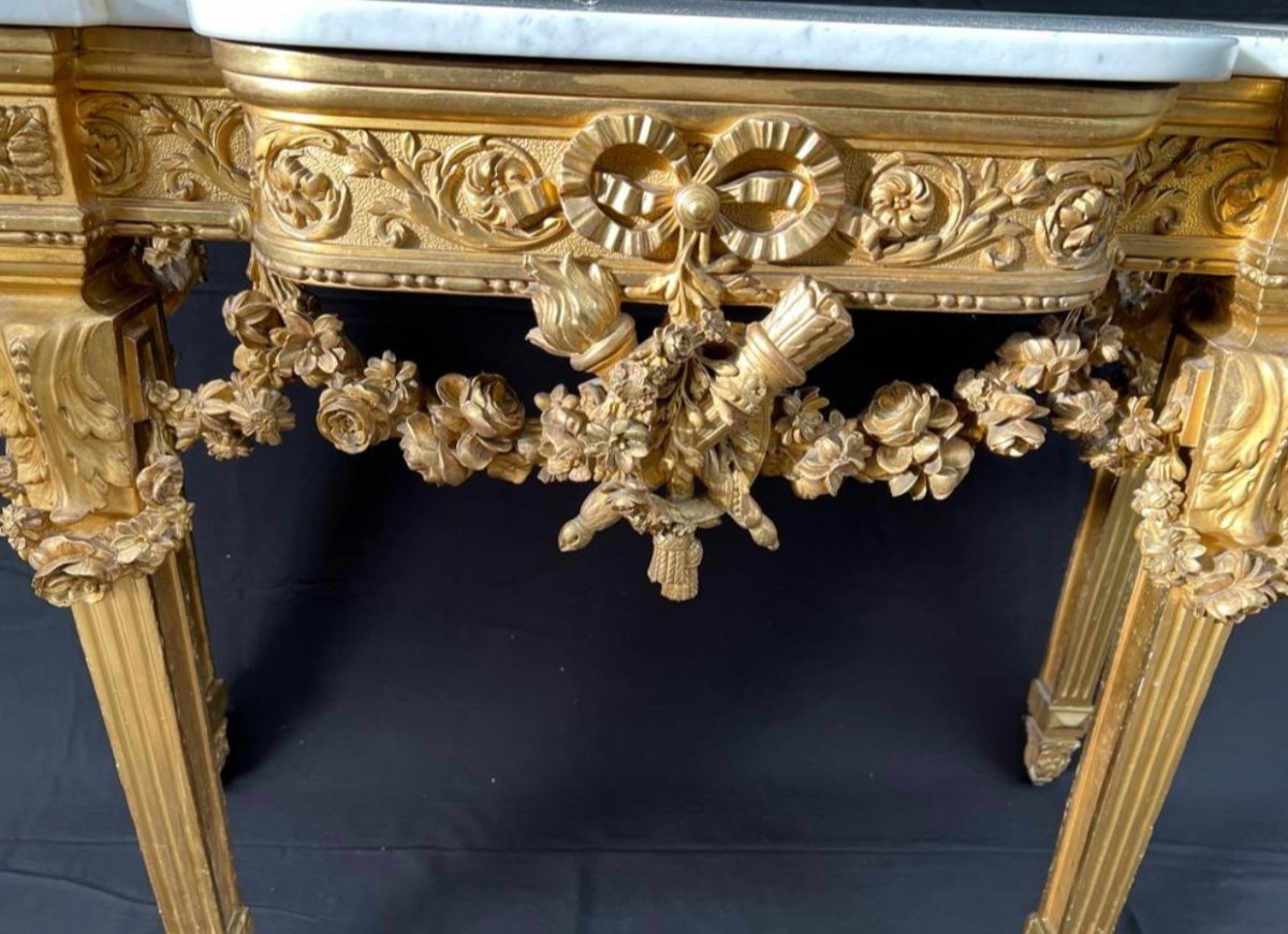 Console en bois doré style Louis XVI -photo-3