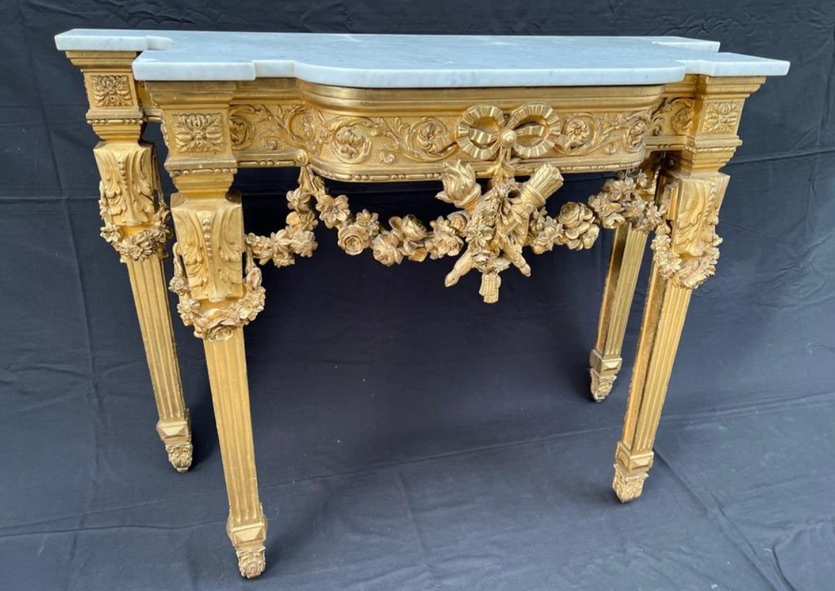 Console en bois doré style Louis XVI -photo-4