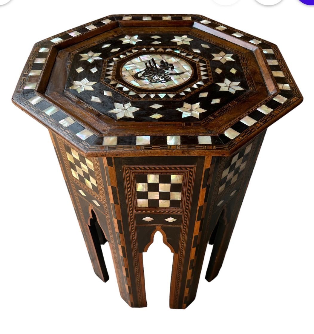 Ottoman Marquetry Pedestal Table, 19th Century -photo-2