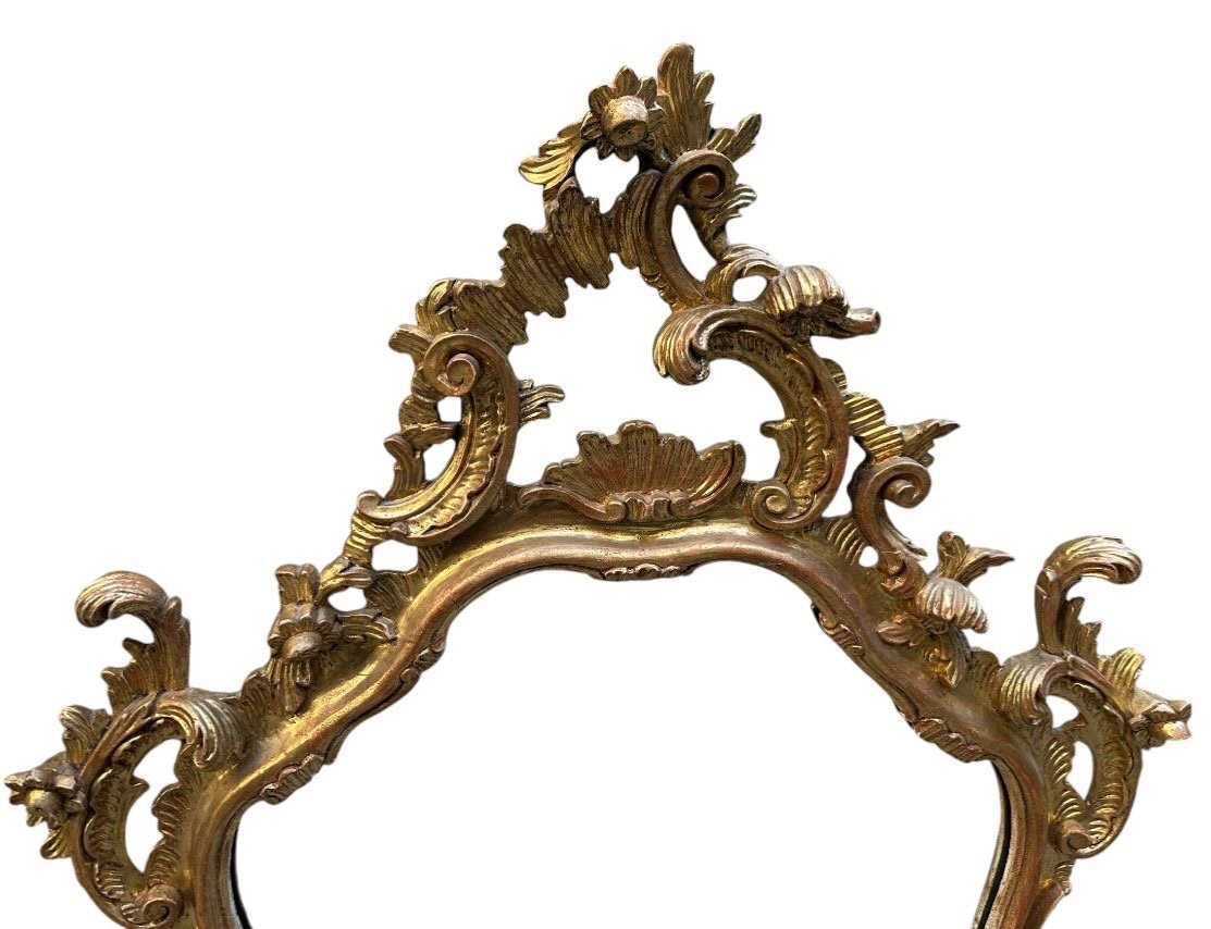 Miroir Bois Dorée  Richement Sculpté XIX Siècle -photo-2