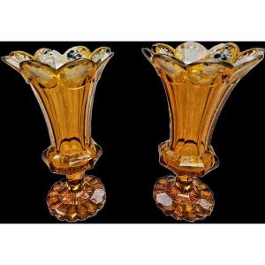 Pair Of Bohemian Crystal Vases