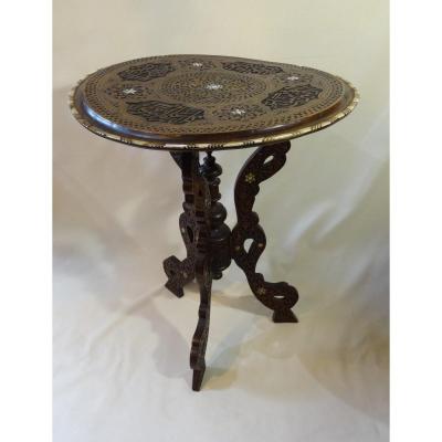 Syrian Table In Wood Inlaid With Mother Of Pearl Nineteenth Century