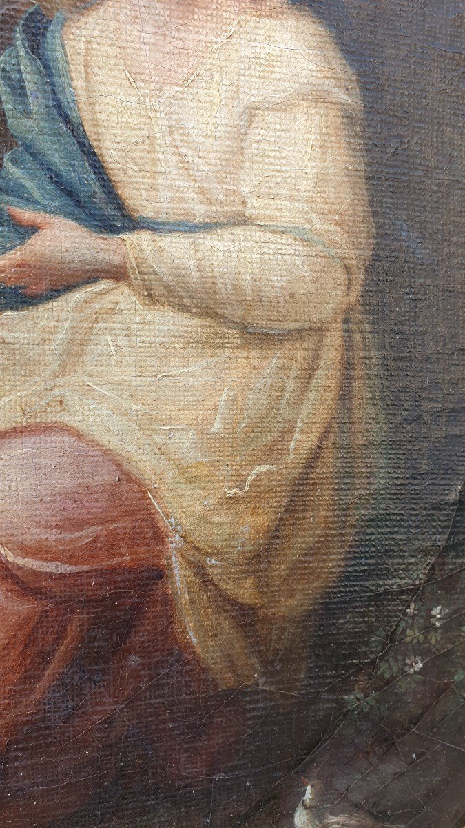 Hst Vierge Devant Les Instruments De La Passion, Encadré, XVIIIème Siècle-photo-6