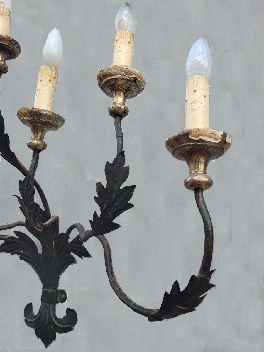 Pair Of Sconces In Cut Iron, Late 19th Century-photo-2