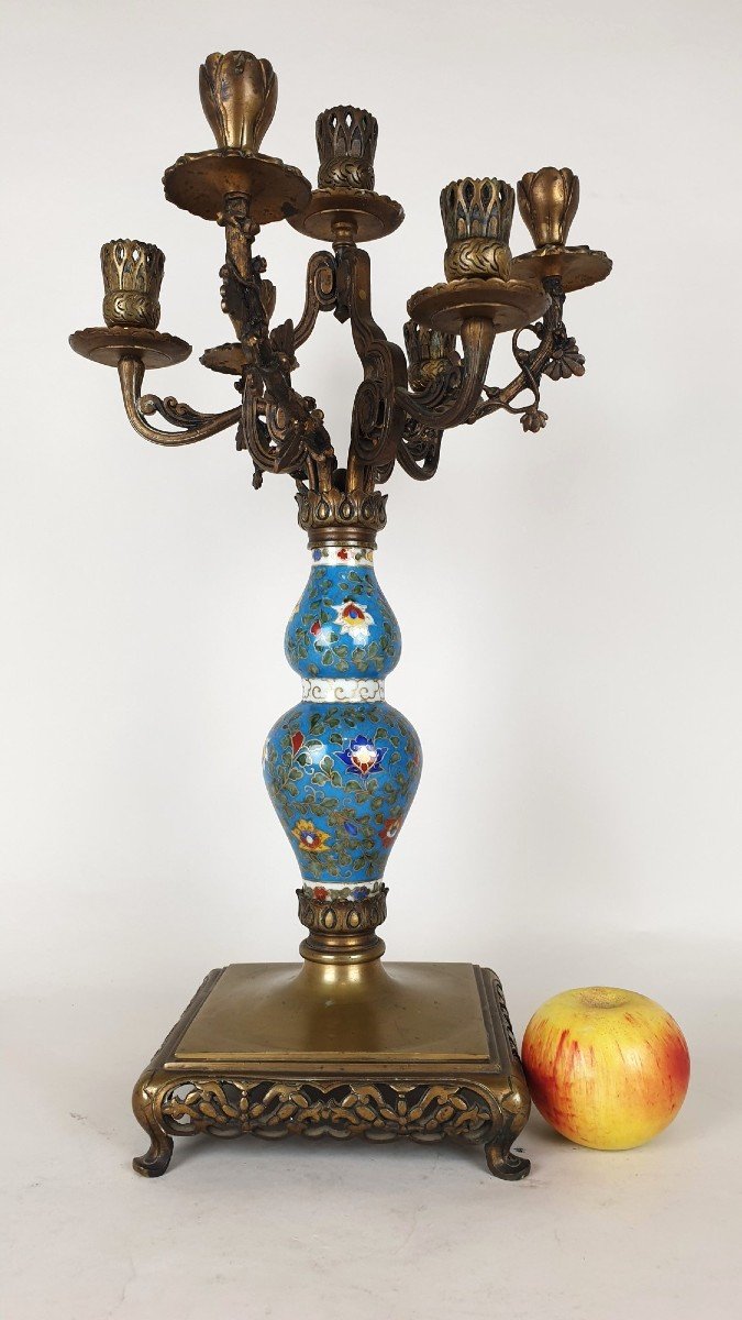 Candelabra In Porcelain And Bronze, Japonisme, XIXth Century