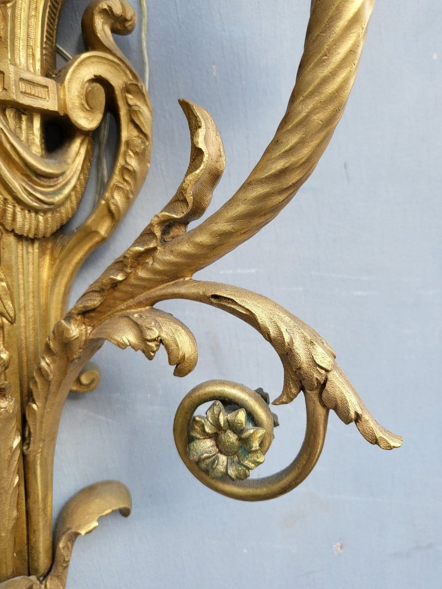 Pair Of Louis XVI Gilt Bronze Sconces, XIXth Century-photo-5