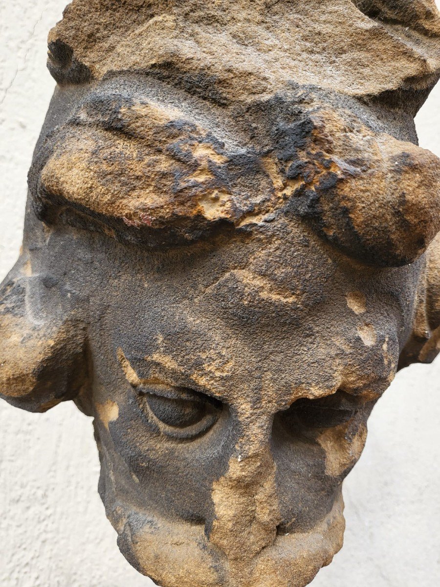 Stone Head Sculpture, United Kingdom, XVIIth Century-photo-2