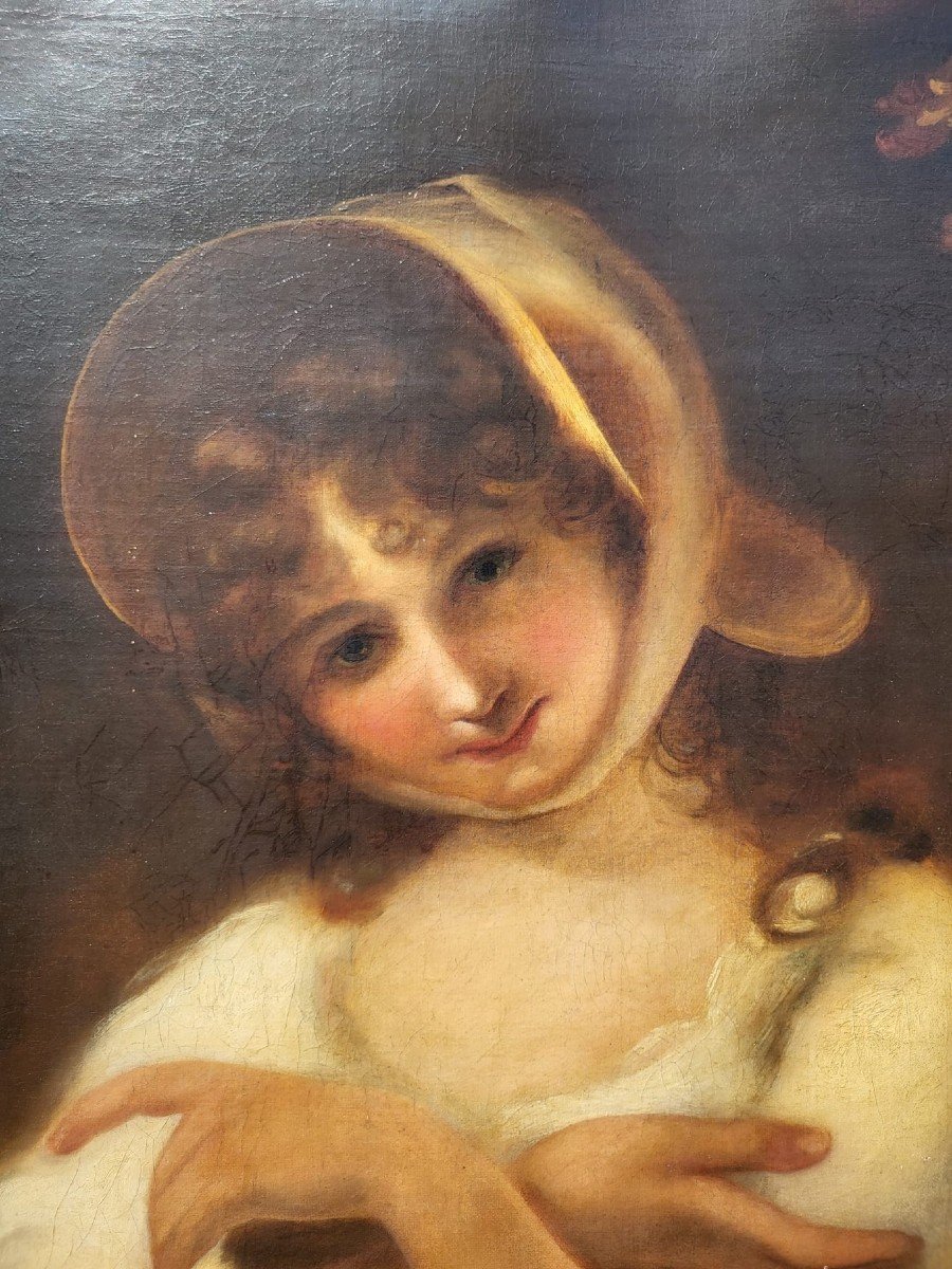 Portrait Of Young Woman, Oil On Canvas XIXth Century-photo-1