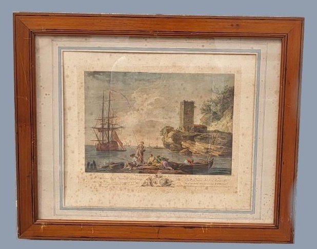 Suite Of 4 Framed Engravings, Fishing, XIXth Century-photo-8