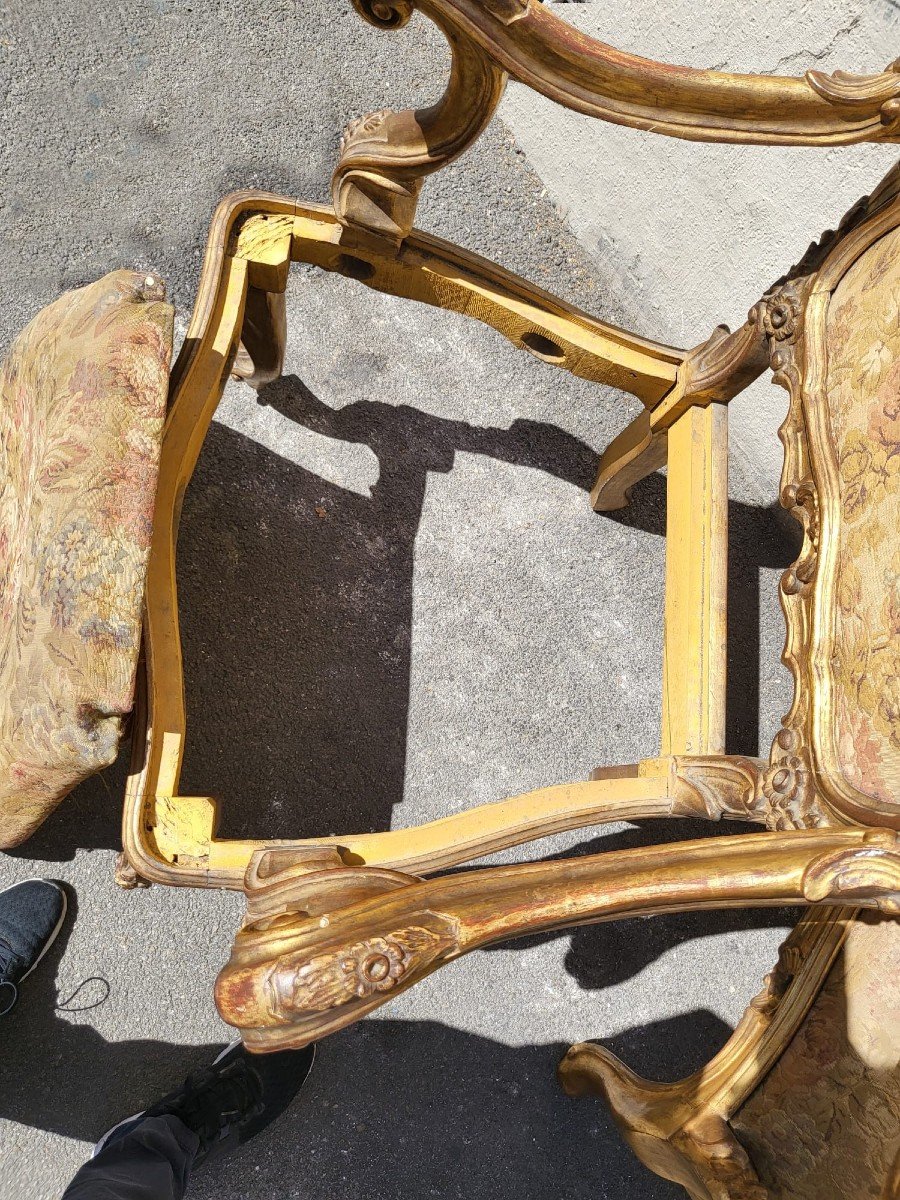 Pair Of Louis XV Armchairs, Venice, Late 19th Early 20th Century-photo-2