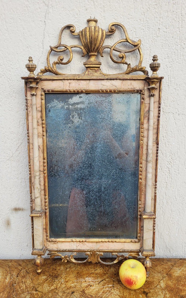 Mirror In Wood And Marble, Italy 19th Century