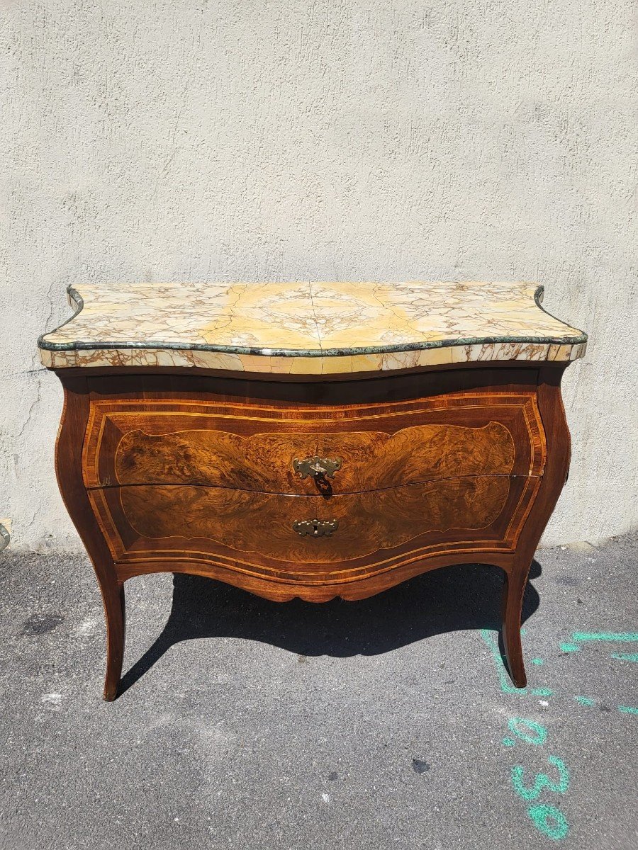 Beautiful Roman Marquetry Commode, 18th Century Period-photo-2