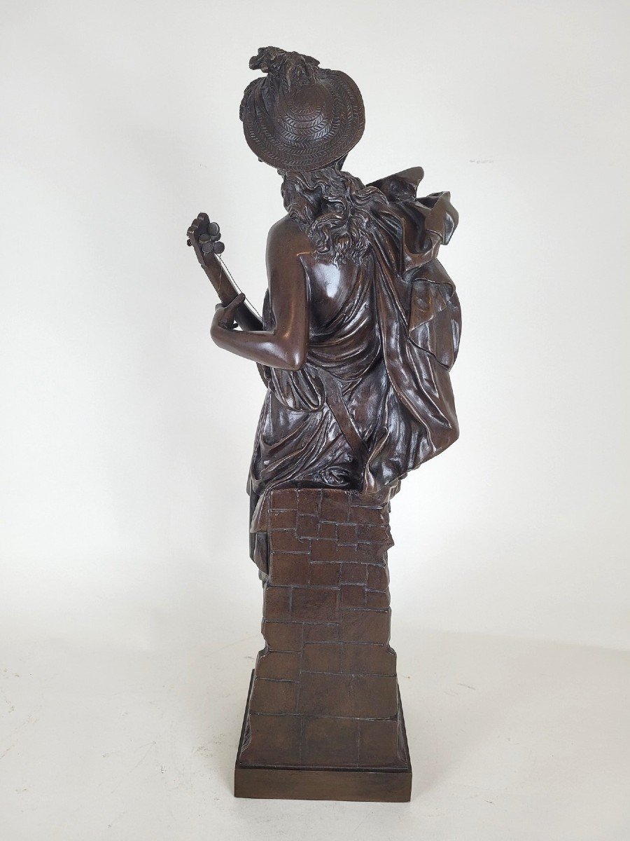 Carrier-belleuse, Cigale, Large Signed Bronze, 19th Century-photo-4