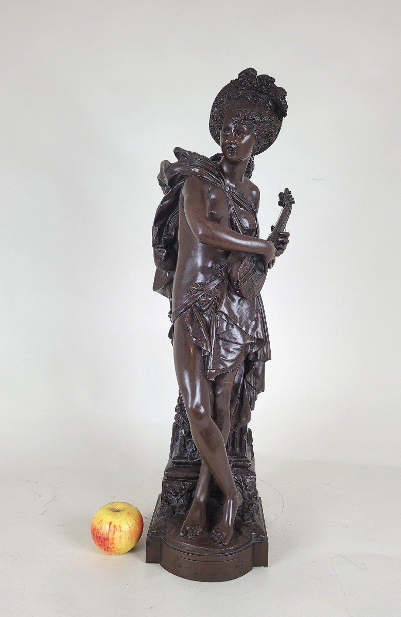 Carrier-belleuse, Cigale, Large Signed Bronze, 19th Century