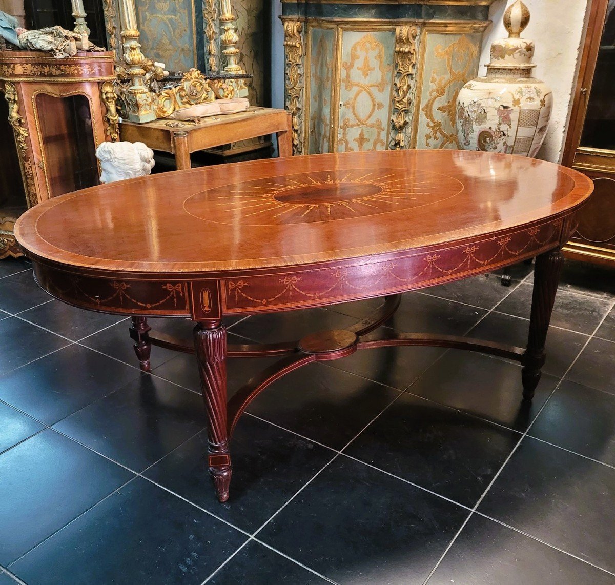 *promotion d'été *center Table In Marquetry, Late 19th Early 20th Century-photo-6