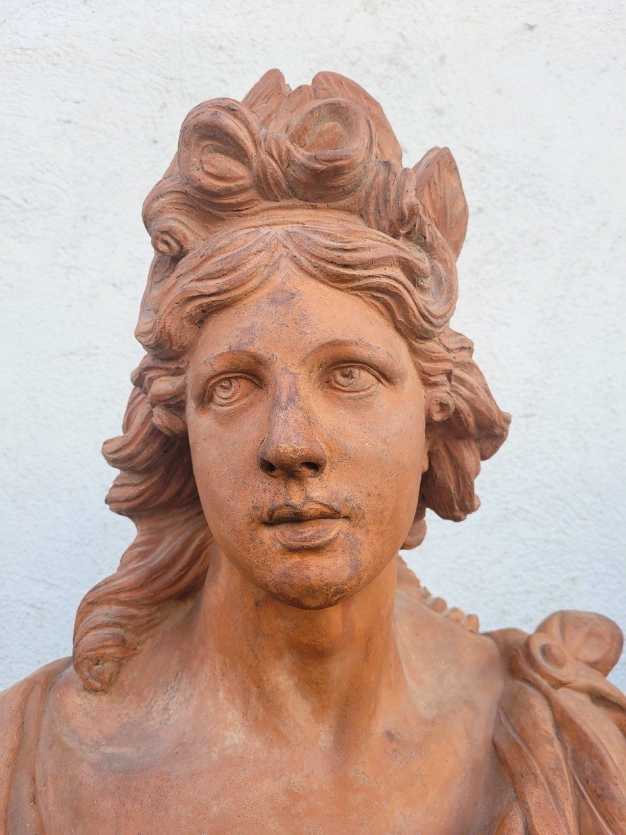 Pair Of Large Terracotta Busts,  Diana And Apollo, 18th Century-photo-2