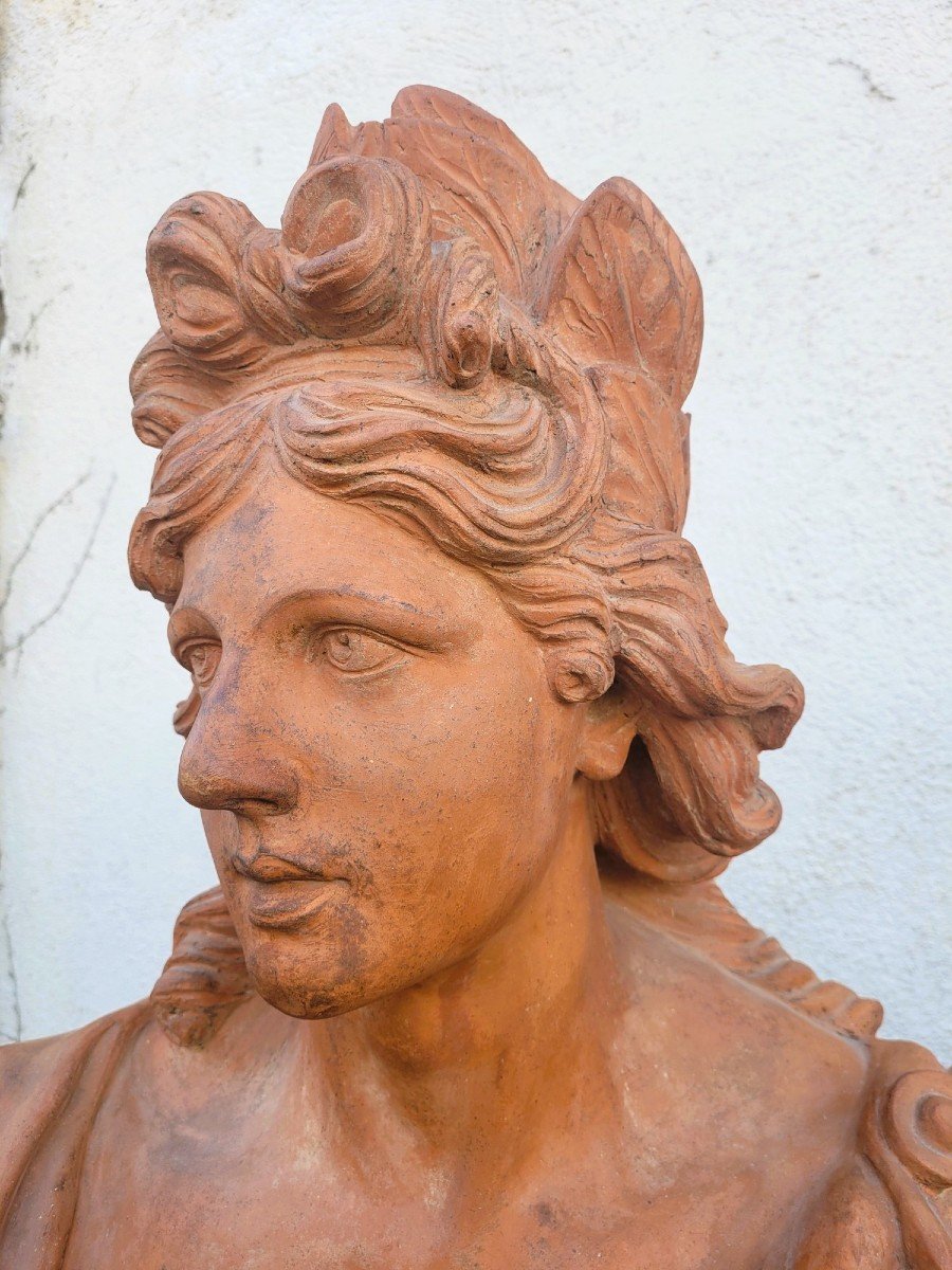 Pair Of Large Terracotta Busts,  Diana And Apollo, 18th Century-photo-3