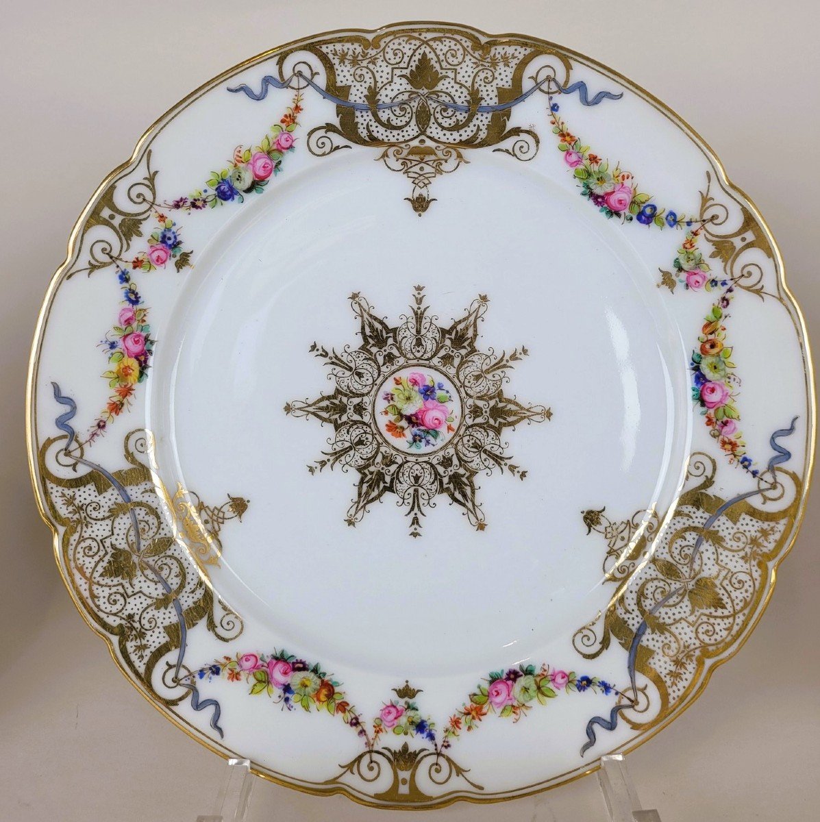 Sèvres, Macé, 12 Porcelain Plates, 19th Century-photo-3