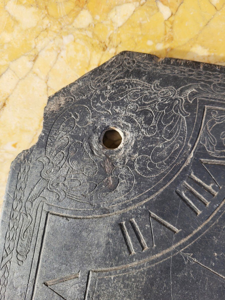 Slate Sundial, Decorated And Dated 1704-photo-4