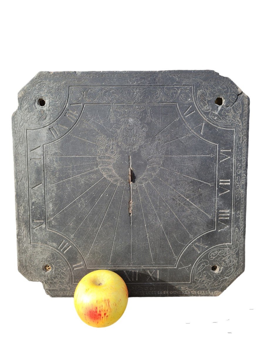 Slate Sundial, Decorated And Dated 1704