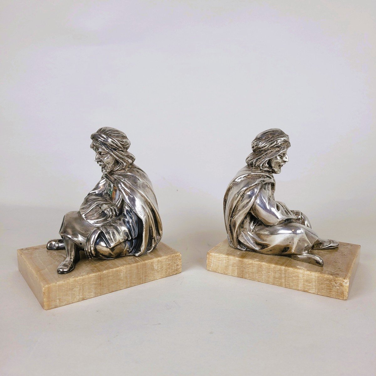 Pair Of Bookends, Seated Orientals, 20th Century-photo-2