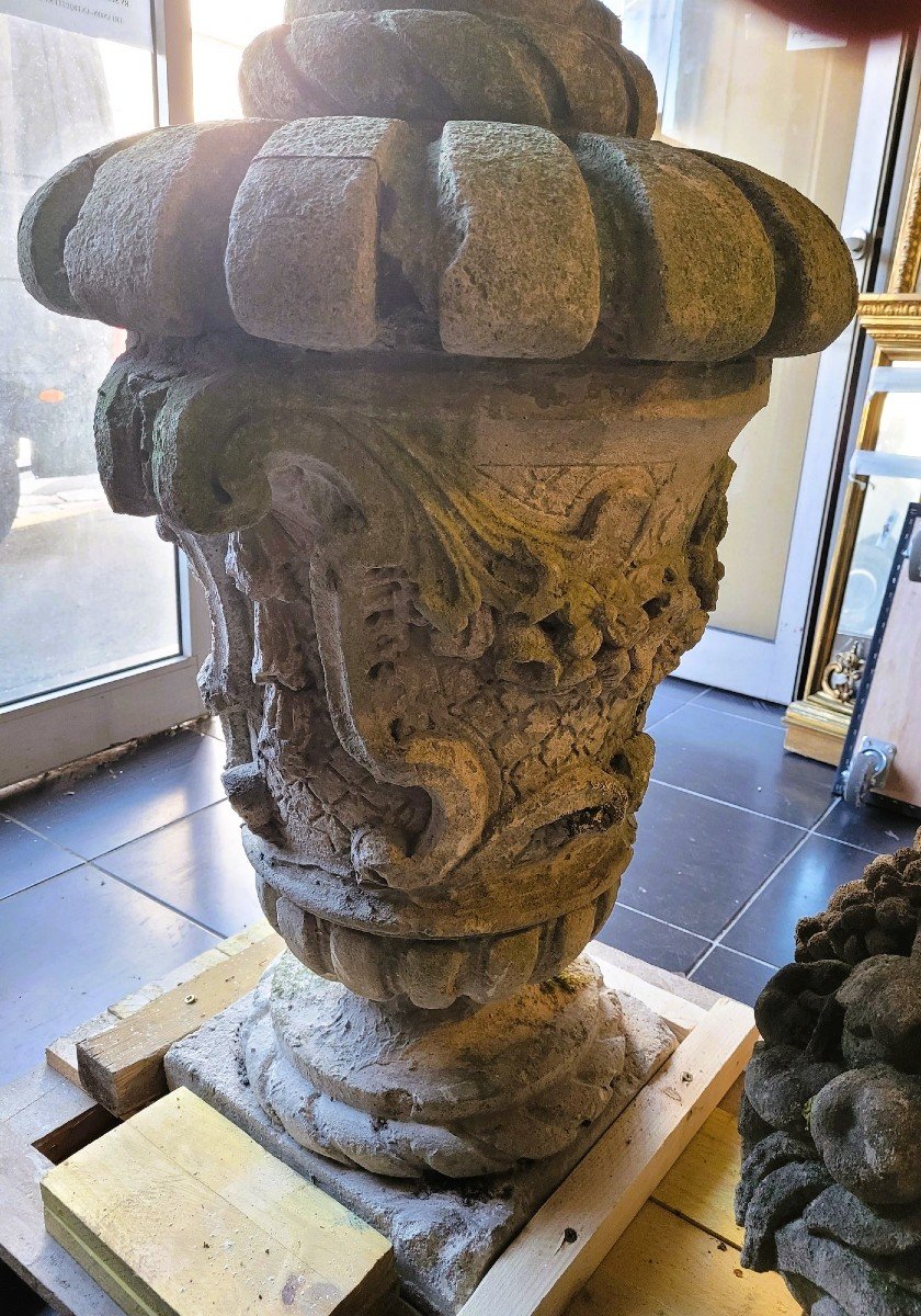 Large Stone Garden Vase, Early 20th Century-photo-6