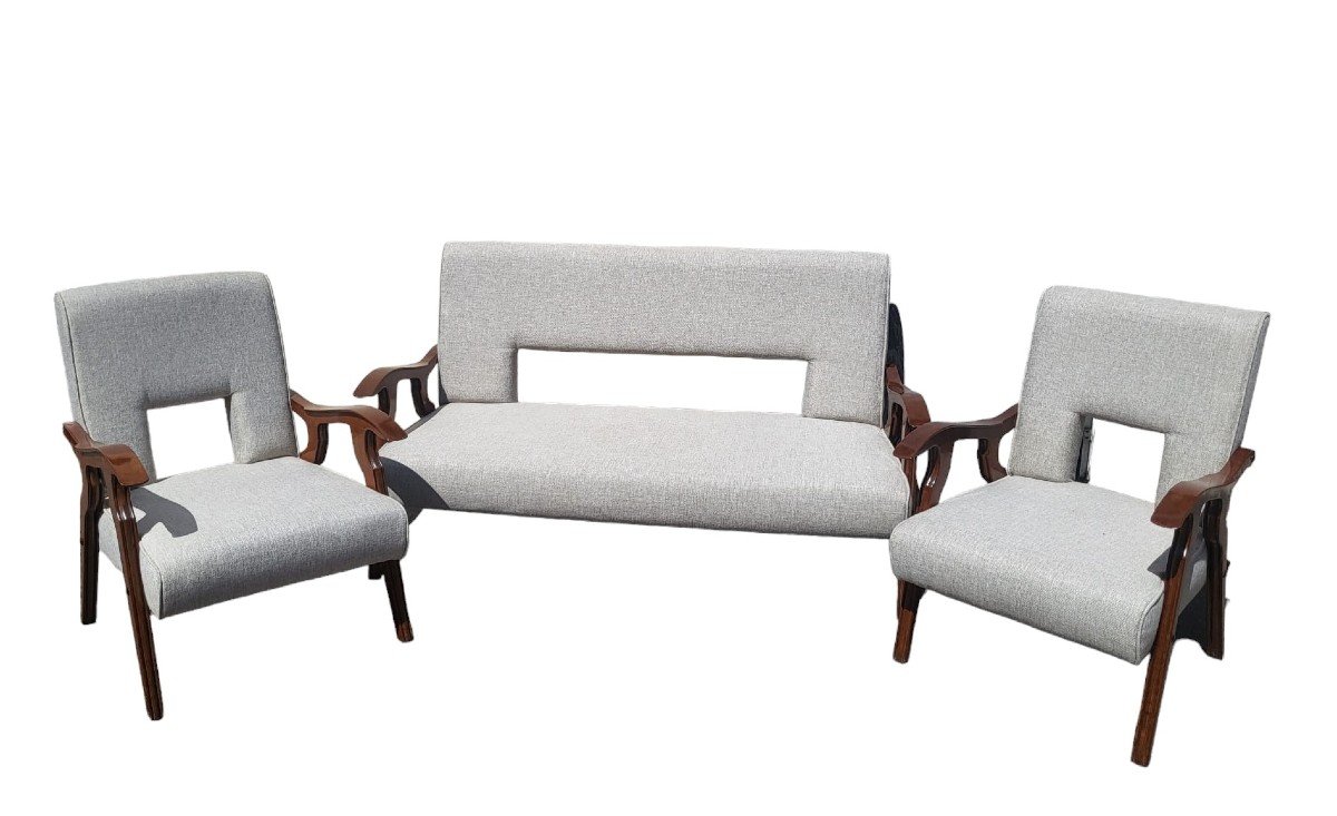 Living Room Set 1 Sofa + 2 Armchairs, Design From The 70s, 20th Century