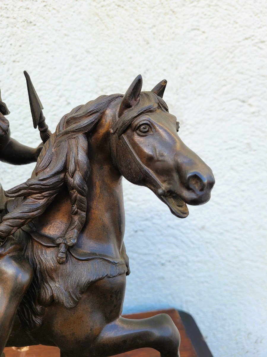 Gaulish Chef On Horseback In Bronze, 19th Century-photo-3