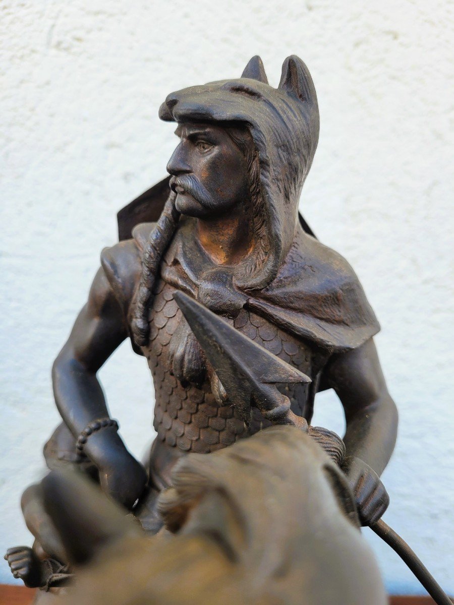 Gaulish Chef On Horseback In Bronze, 19th Century-photo-2