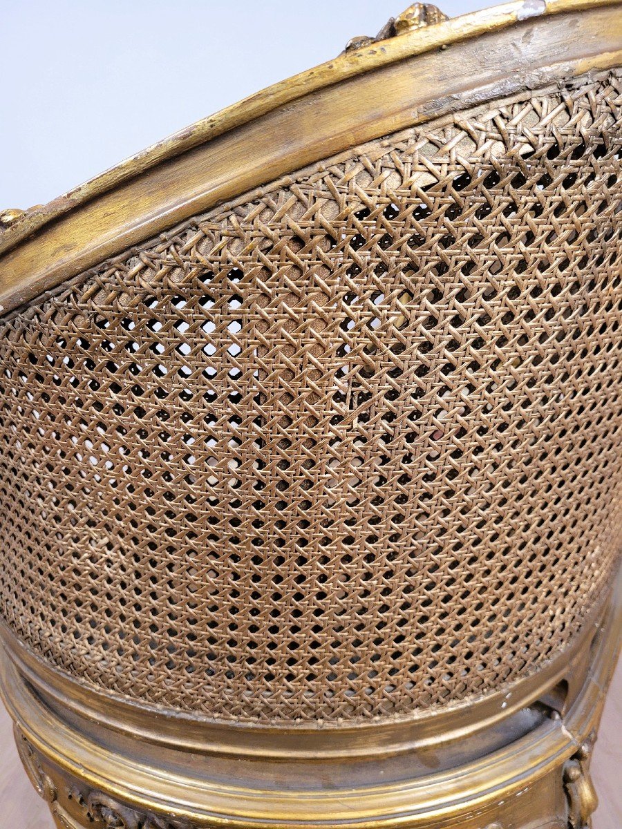 Banquette Corbeille Dorée De Style Louis XV, Fin XIXème -photo-6