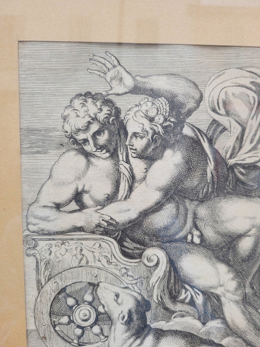 Aurora And Cephale, Framed Engraving, Carracci, 17th Century?-photo-2