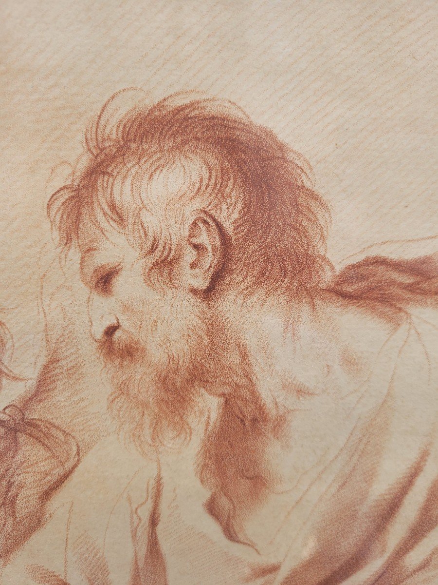 Saint Matthieu Et l'Ange, Gravure d'Après Le Guercin, XVIIIème Siècle-photo-3